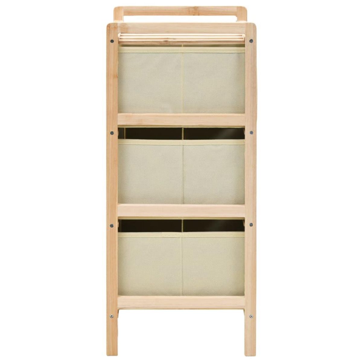 VIDAXL Etageres de rangement avec 3 paniers en tissu 2 pcs beige cedre