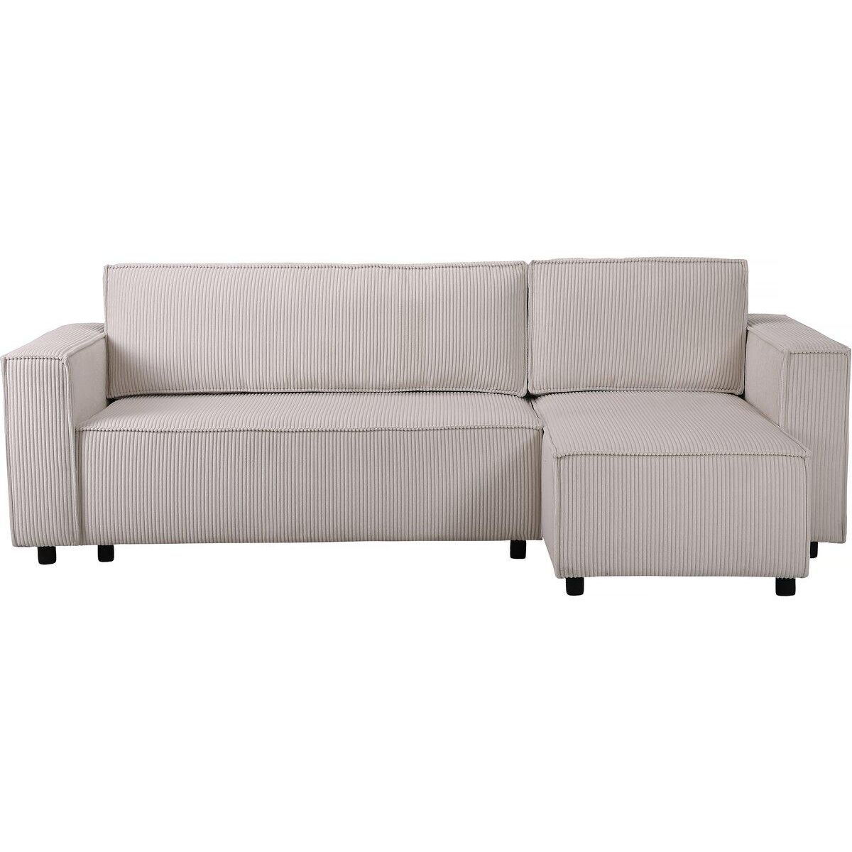 Habitat et Jardin Canapé d'angle en velours côtelé  Montaigne S  - 3 places - Beige