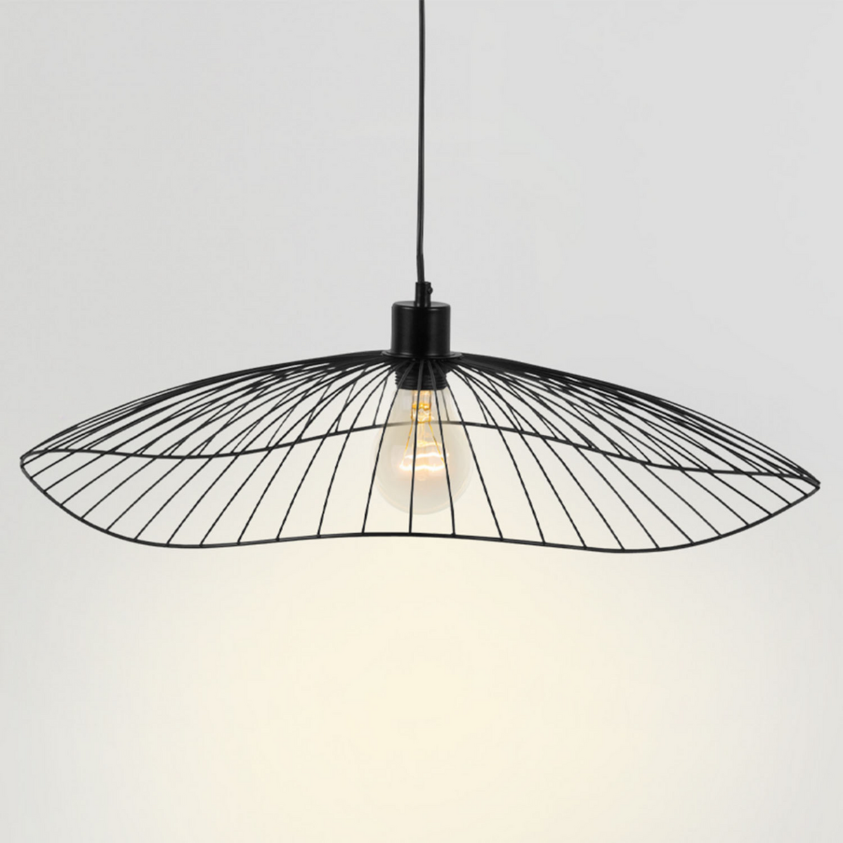 ID MARKET Suspension filaire en métal noir diamètre 60 cm