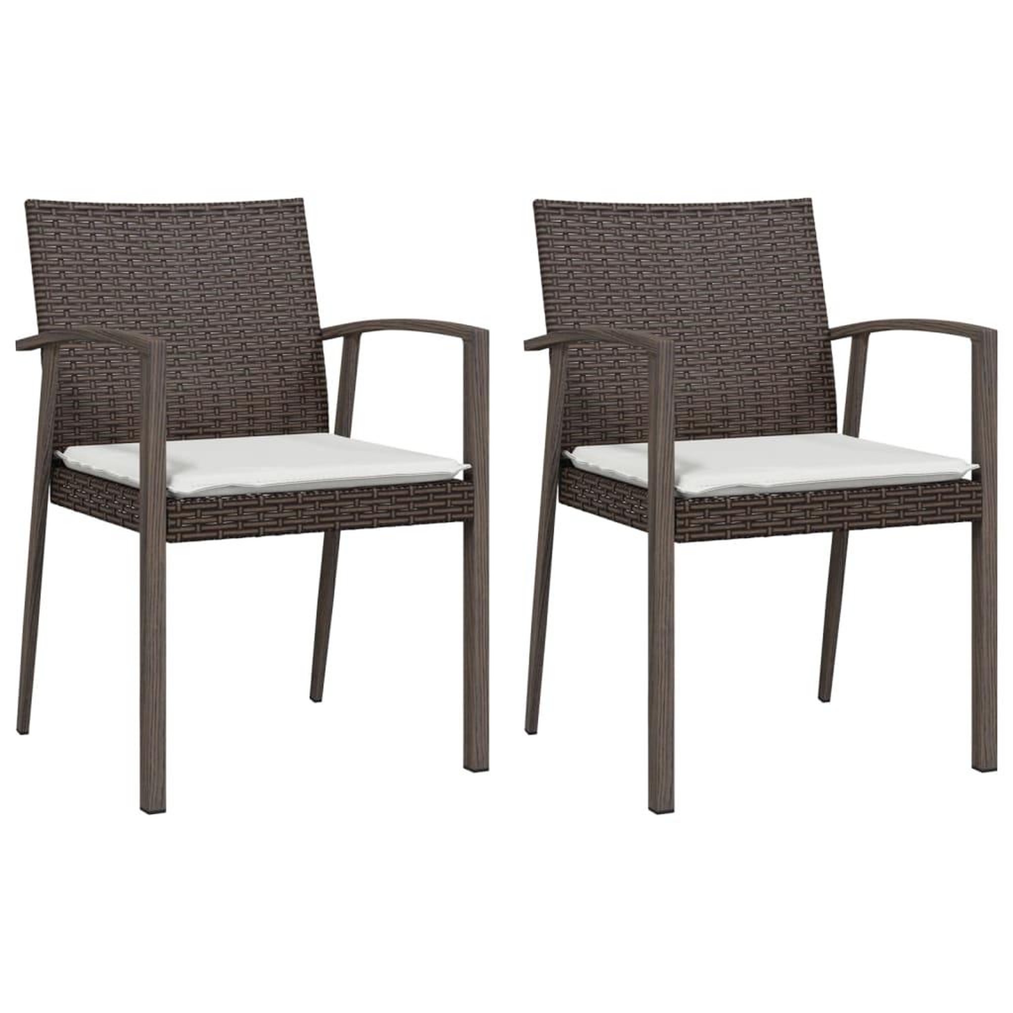 Voir la diapositive 4 : VIDAXL Ensemble a manger de jardin 3 pcs coussins resine tressee acier