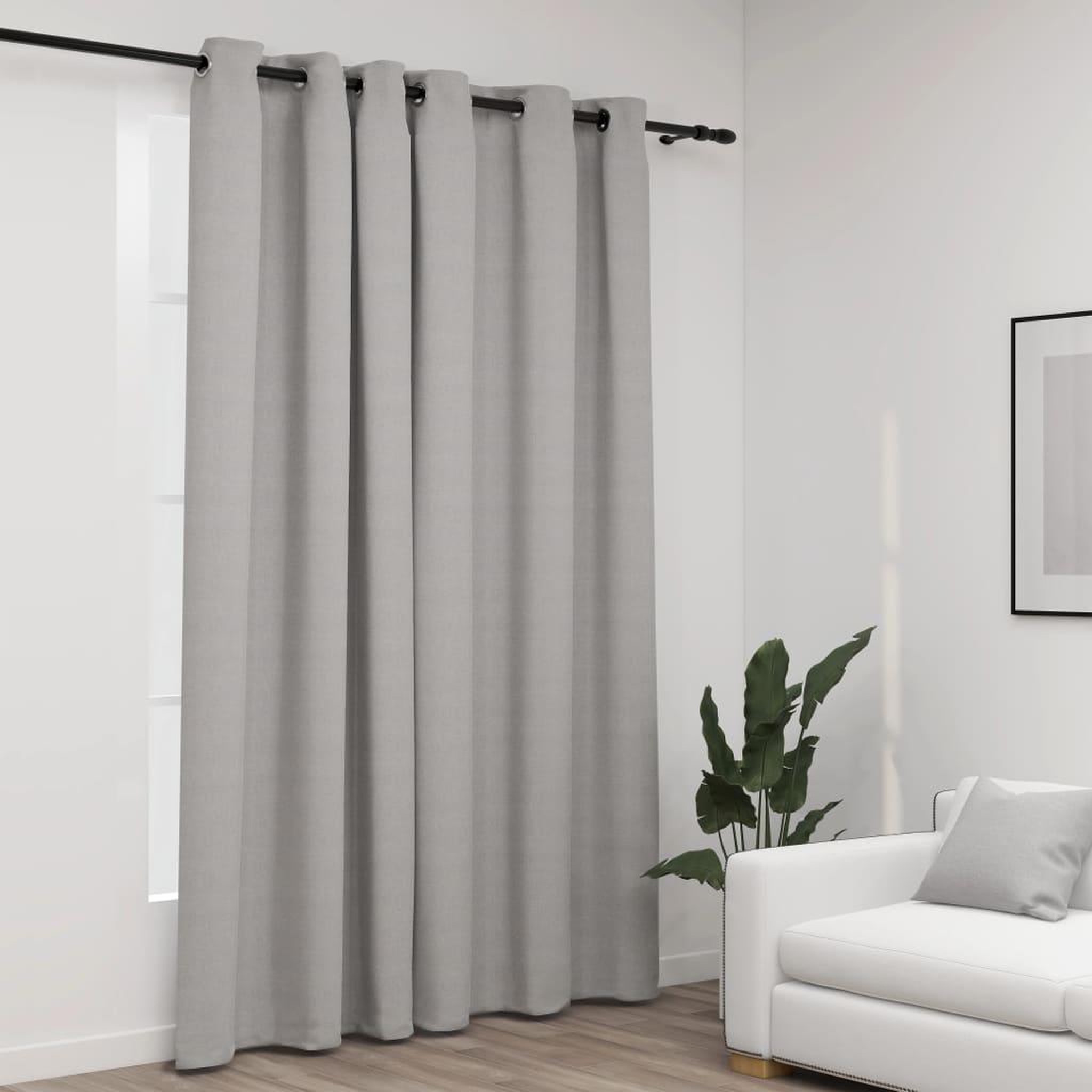 Voir la diapositive 1 : VIDAXL Rideau occultant Aspect de lin avec œillets Gris 290x245 cm