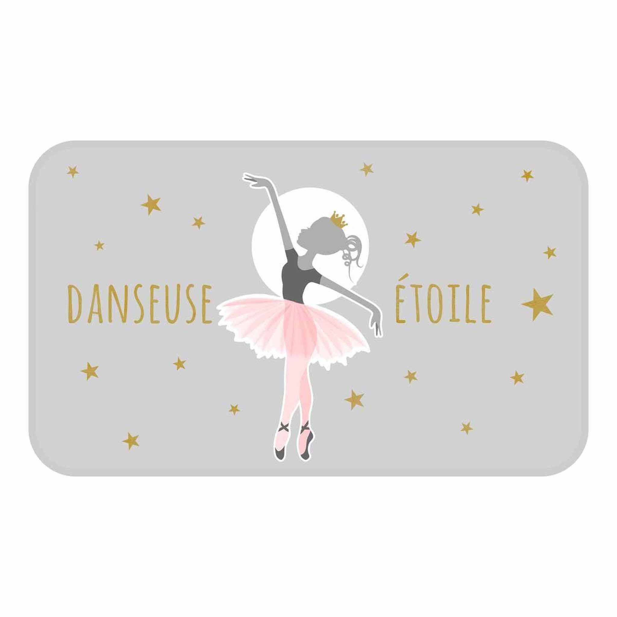 Douceur d'Intérieur Tapis enfant déco  danseuse étoile  45x75cm gris