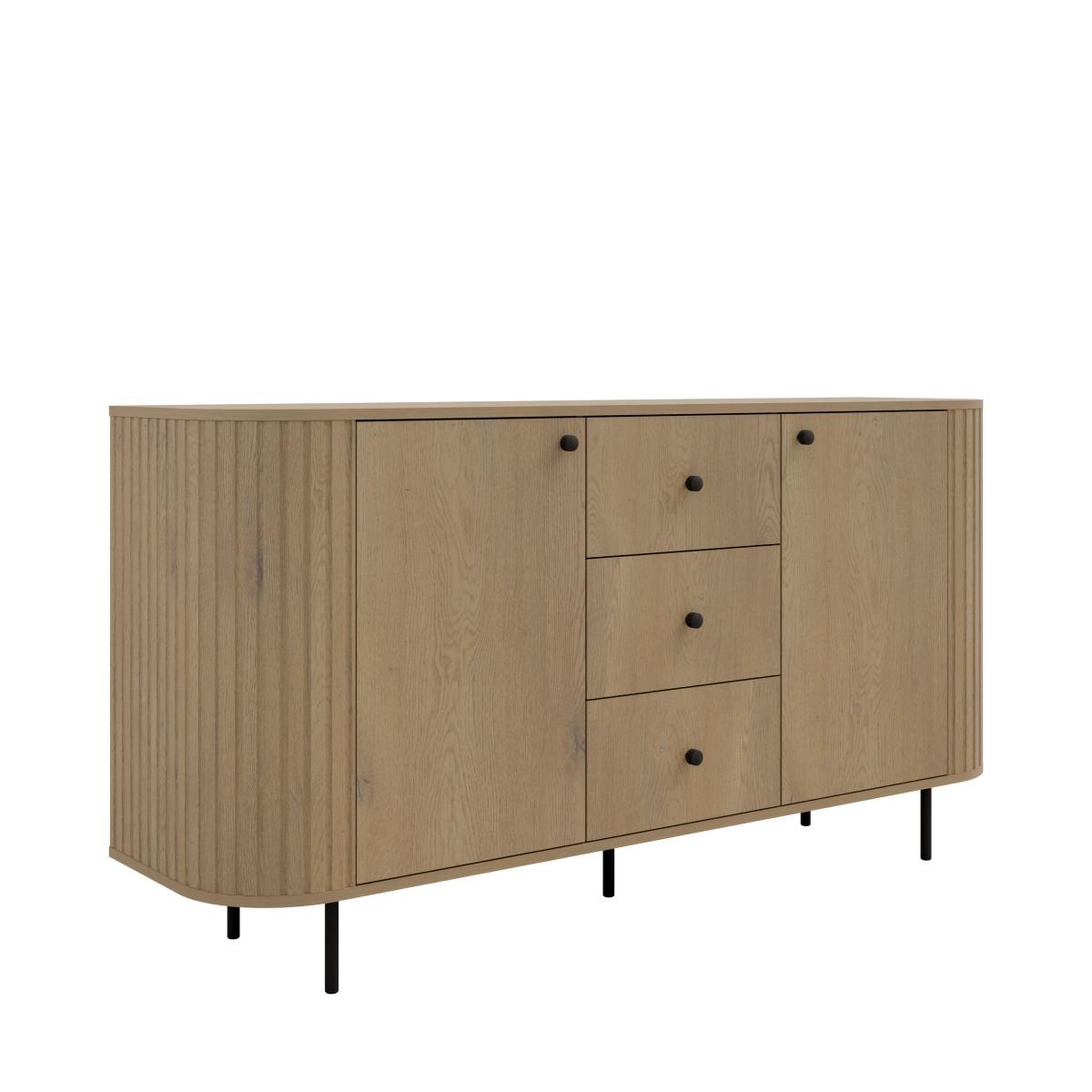 Voir la diapositive 4 : JLC KREATION Buffet bas arrondi bois avec tiroirs 165cm lilio