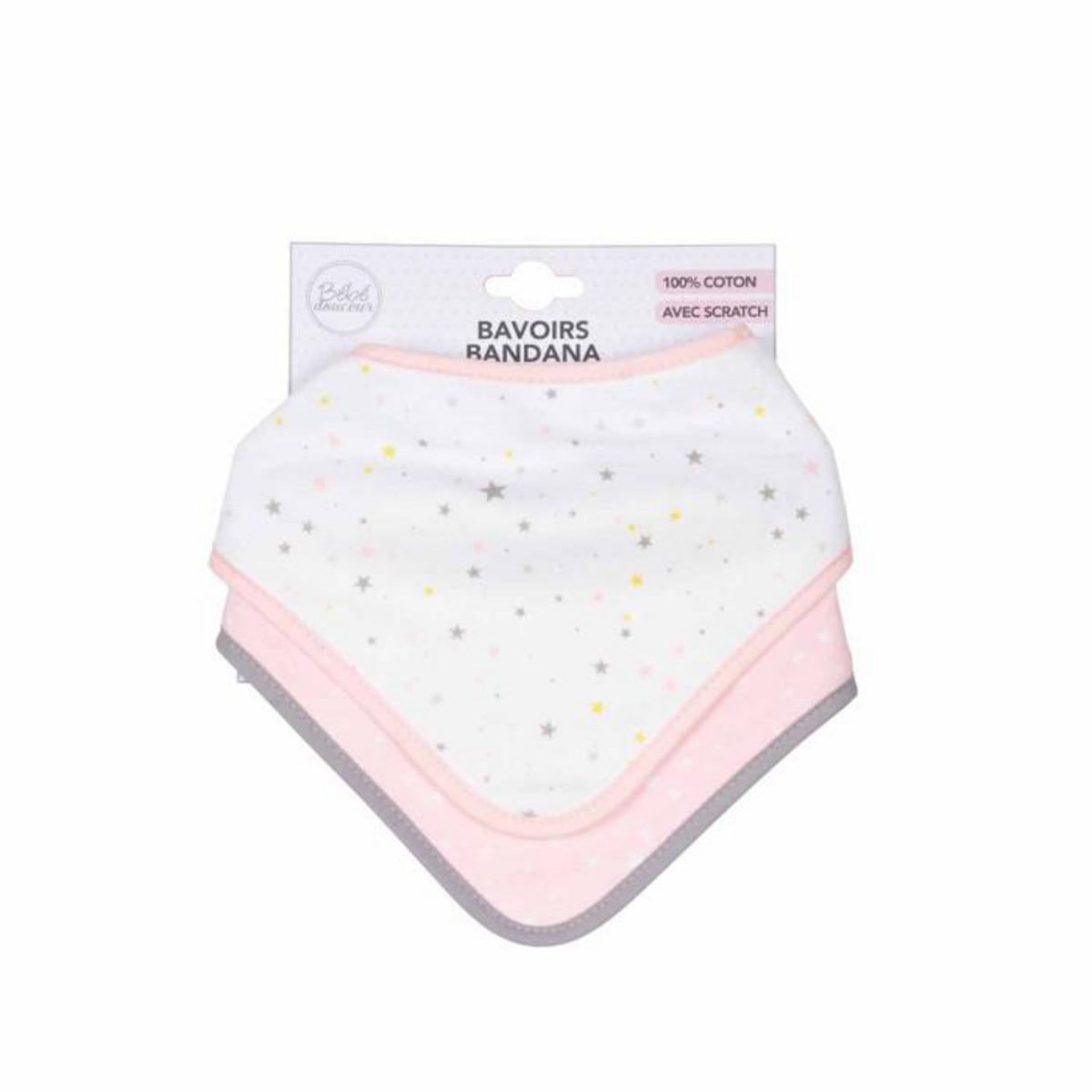 Paris Prix Lot de 2 Bavoirs Bandana  Ciel  41cm Rose