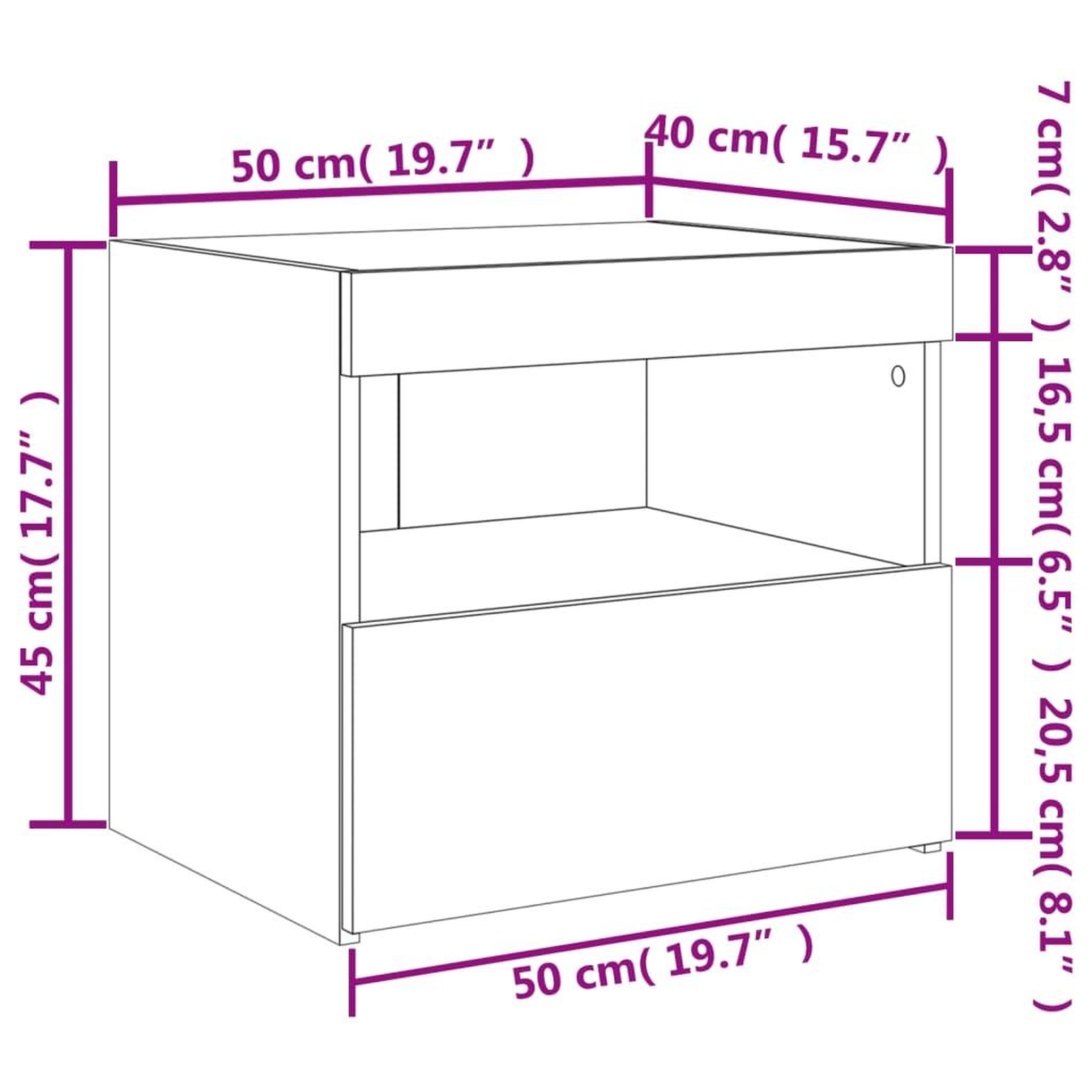 Voir la diapositive 6 : VIDAXL Tables de chevet et lumieres LED 2 pcs chene sonoma 50x40x45 cm