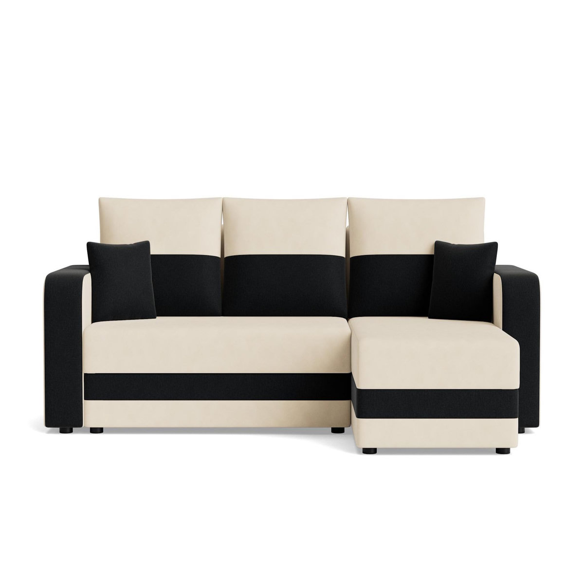 BEST MOBILIER Harvey - canapé panoramique en u 7 places convertible avec coffre en tissu bicolore