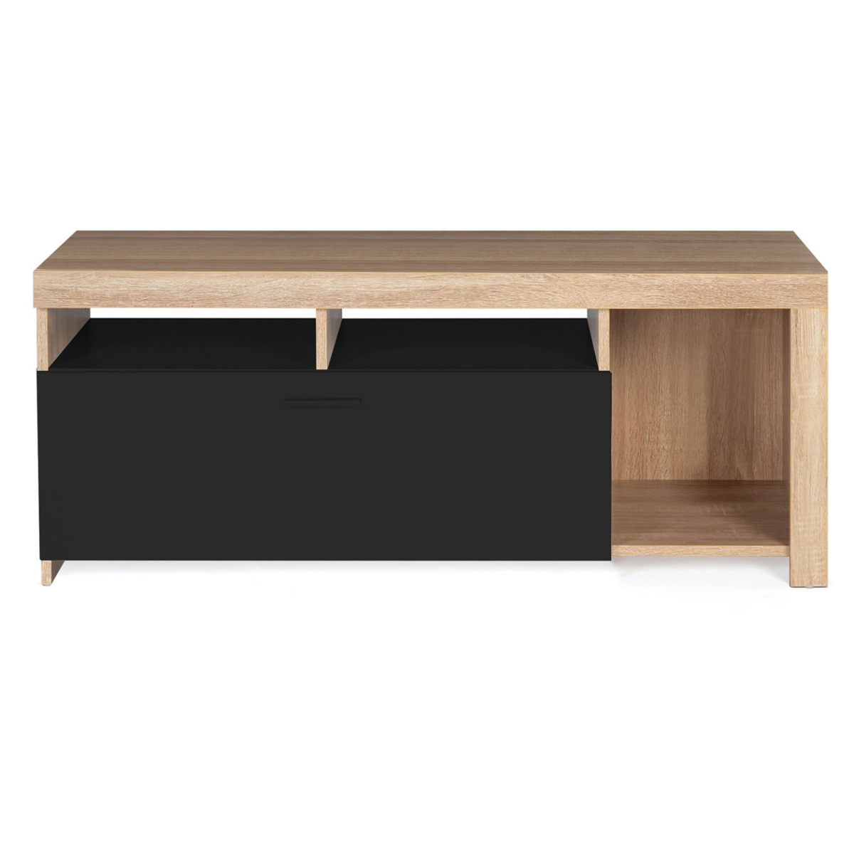 ID MARKET Meuble TV 110 cm MALO bois et placard noir