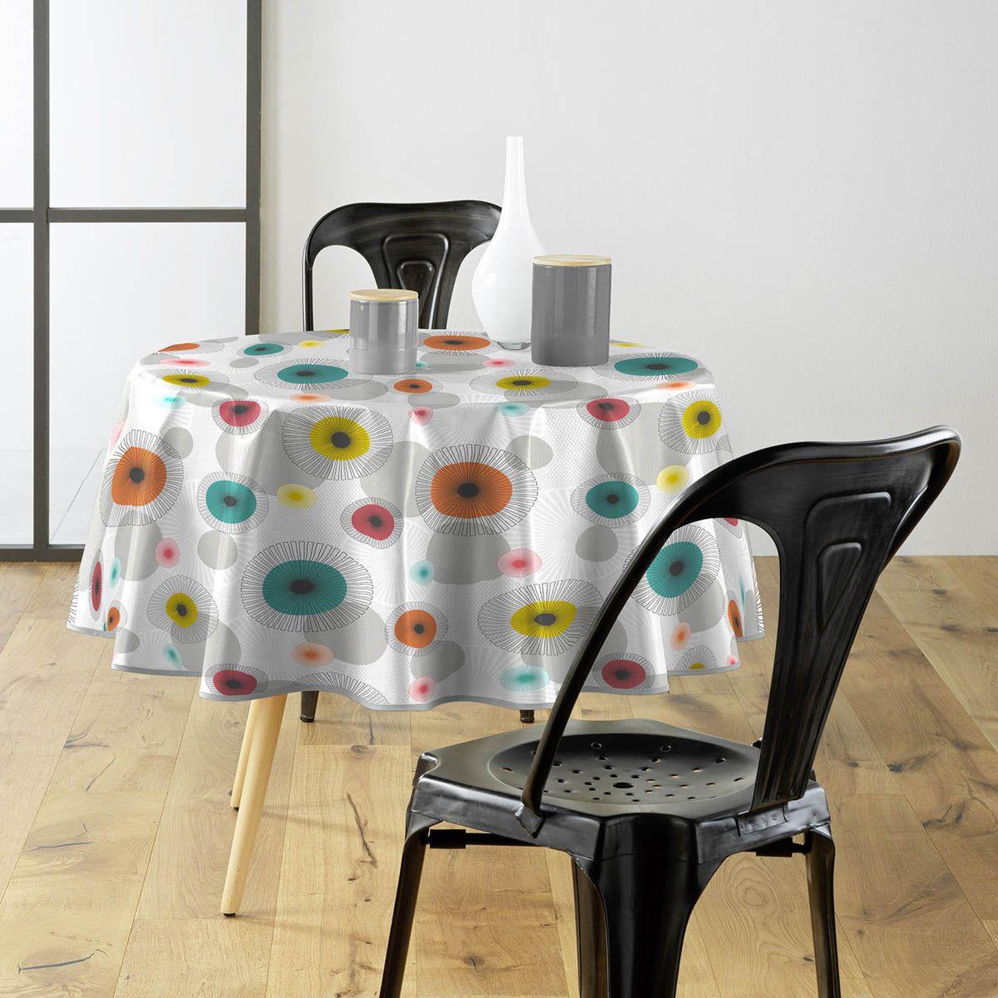 Douceur d'Intérieur Nappe toile cirée ronde imprimé  feria  160cm multicolore