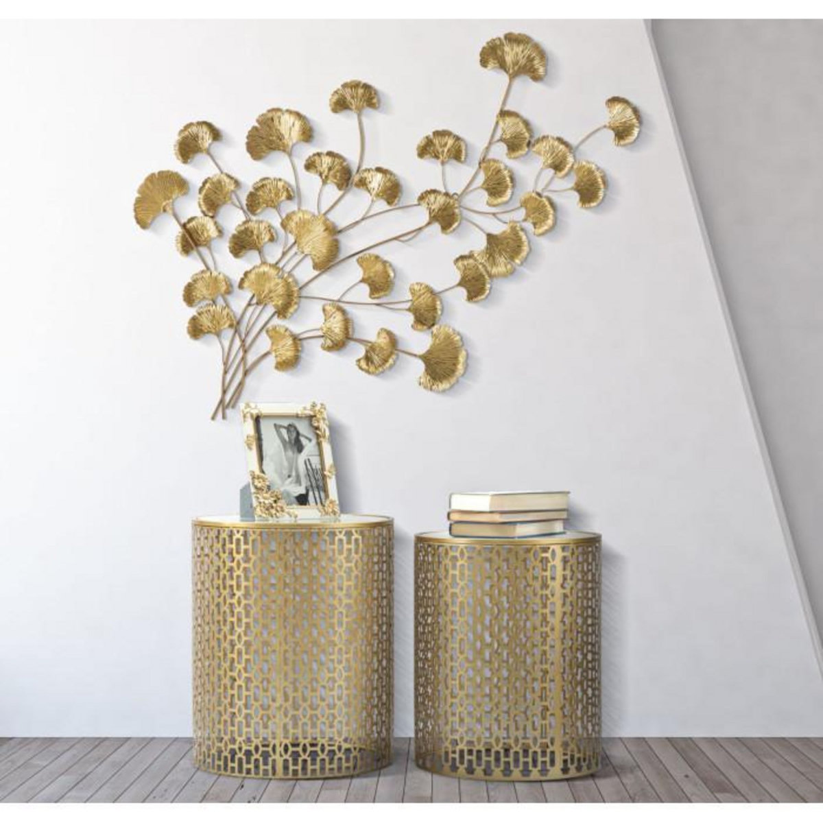 Paris Prix Lot de 2 Tables d'Appoint Design  Oblin  50cm Or