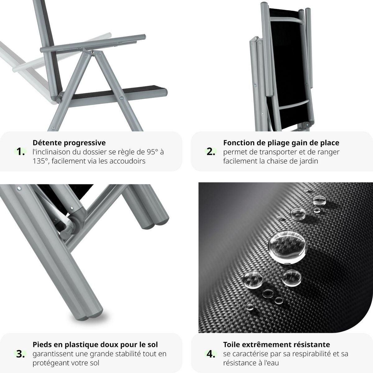 tectake Salon de jardin aluminium 4 places