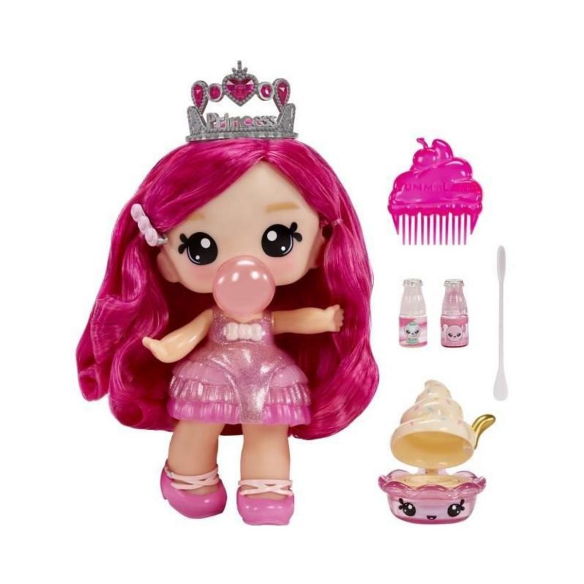 L.O.L. SURPRISE! Yummiland - Grande poupée 25 cm a coiffer et câliner - Animal de compagnie + baumes a levre parfumé - Bianca - Des 4ans