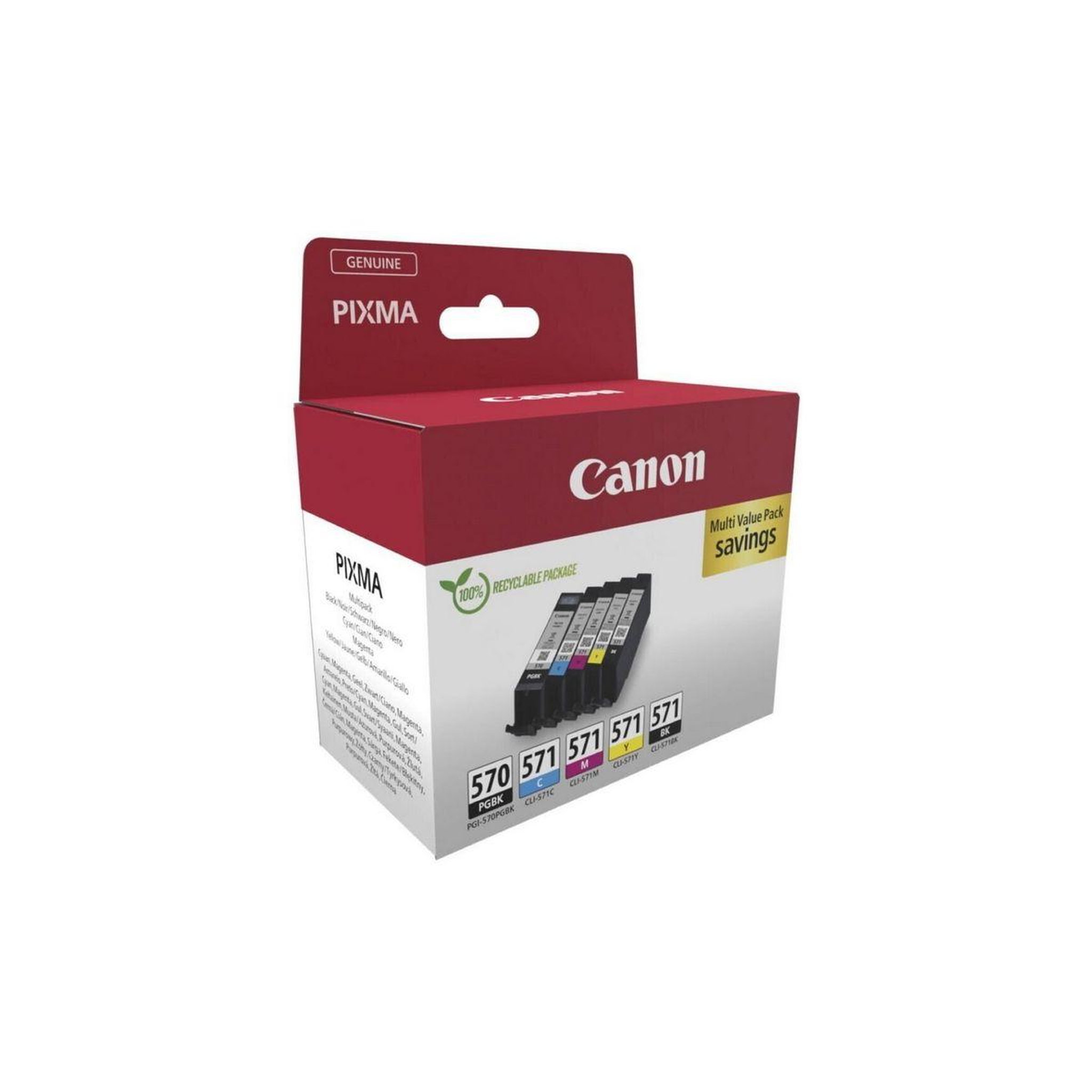 Canon Cartouche d'encre pack multipack 5 originales pgi-570/cli-571 (noir + 4 couleurs) - 0372c004