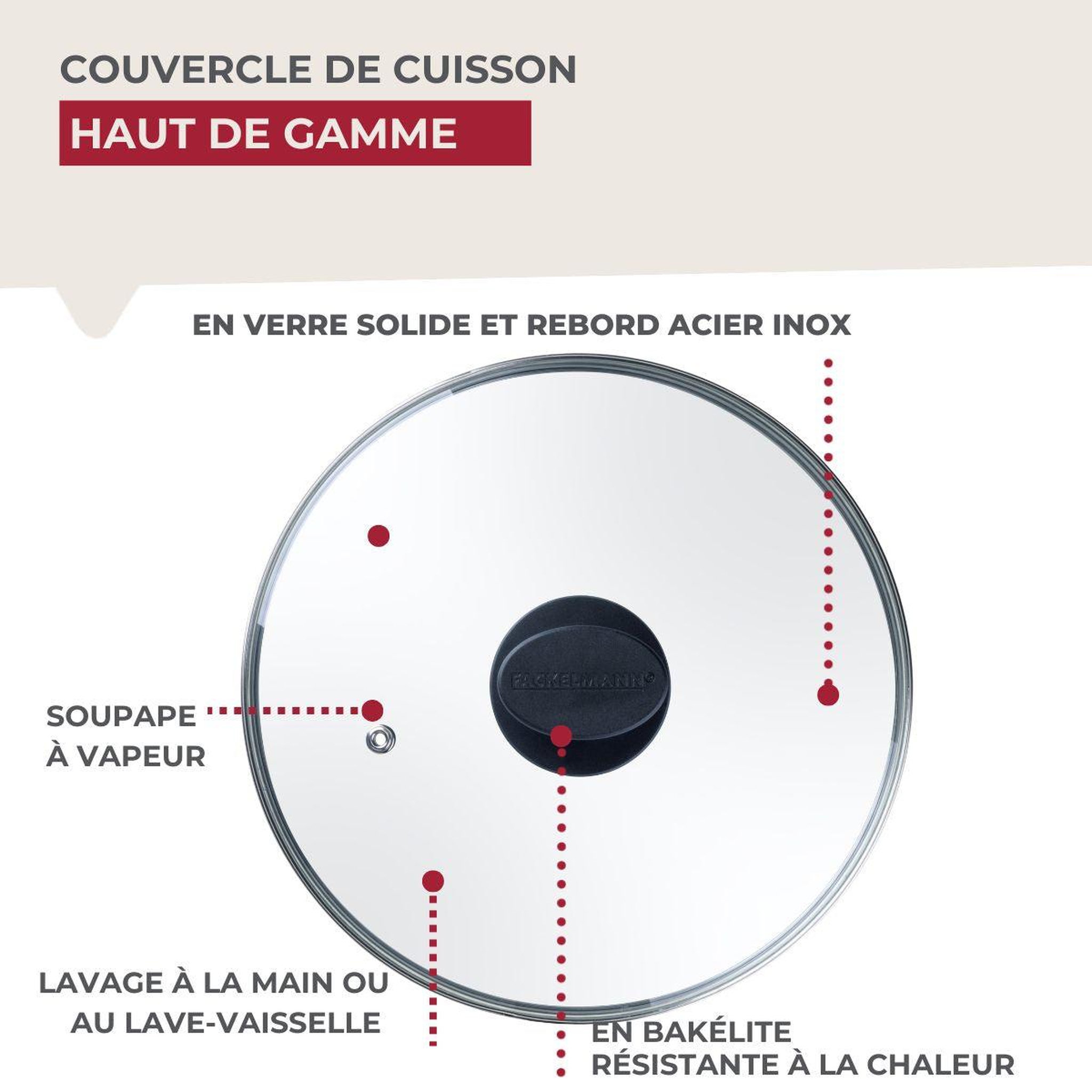 Voir la diapositive 6 : Fackelmann Couvercle de cuisson en verre 24 cm fackelmann
