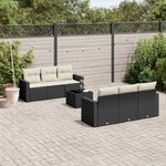 VIDAXL Salon de jardin 7 pcs avec coussins noir resine tressee