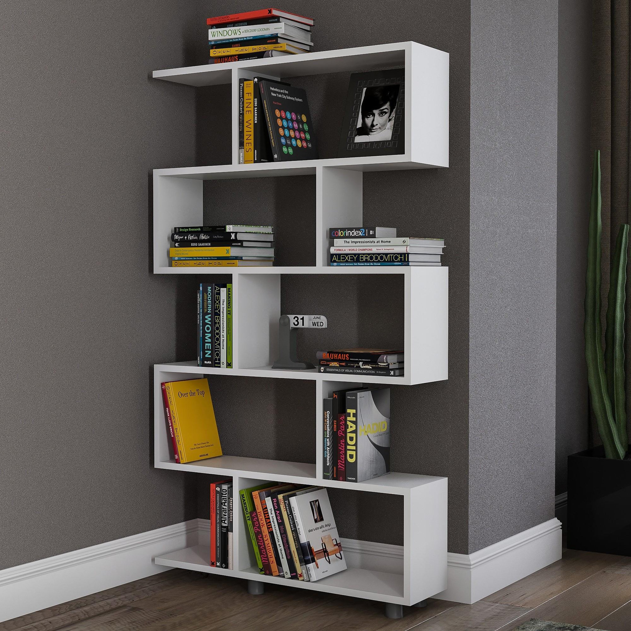 Voir la diapositive 3 : Habitat et Jardin Bibliothèque en bois  Elif  90 x 20 x 156 cm - Blanc