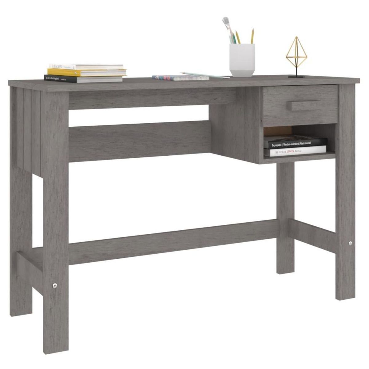 VIDAXL Bureau HAMAR Gris clair 110x40x75 cm Bois massif de pin