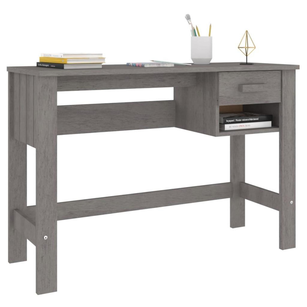 VIDAXL Bureau HAMAR Gris clair 110x40x75 cm Bois massif de pin