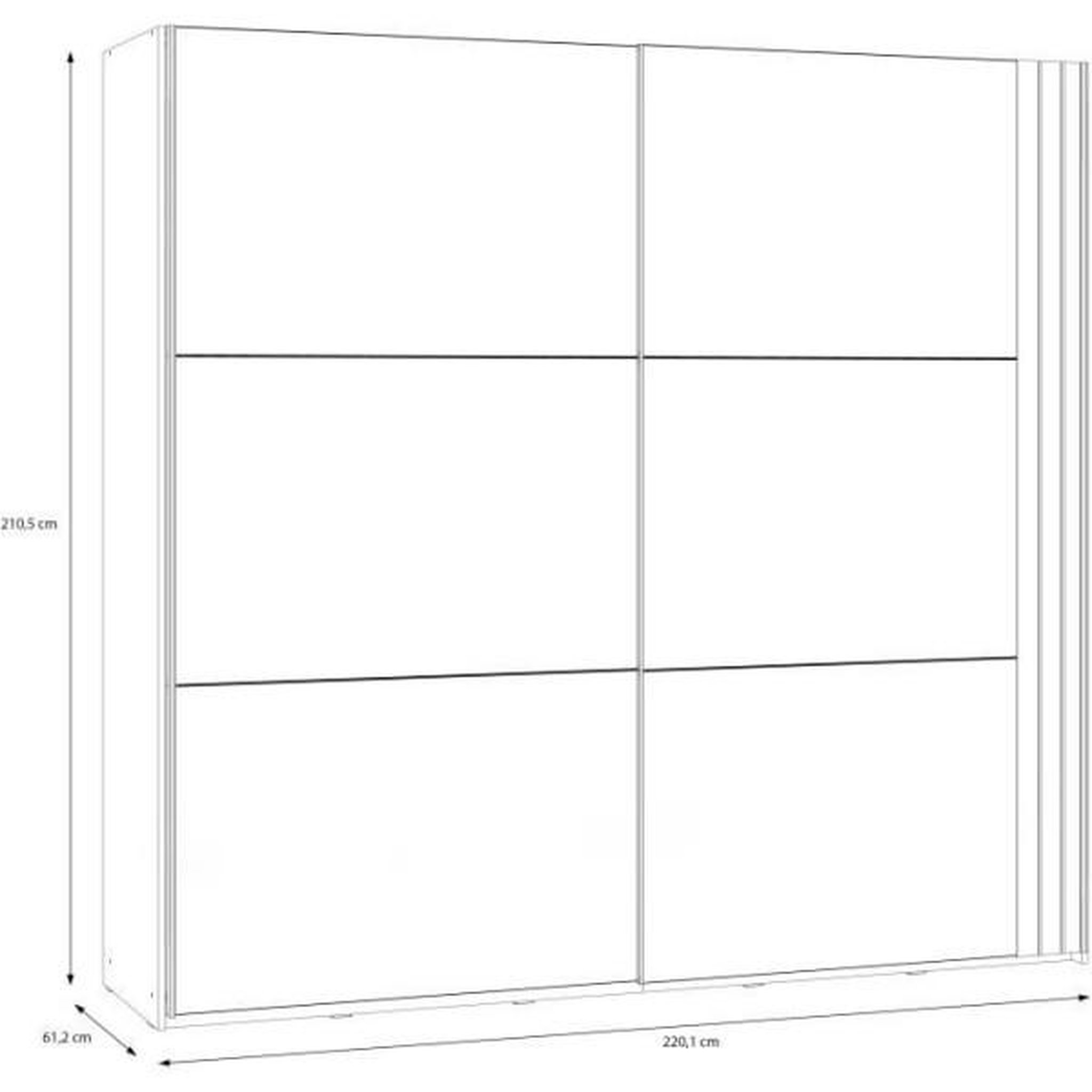 Voir la diapositive 6 : Armoire aménagée - WAIKATO - 2 portes coulissantes - Blanc - 220,1 x 61,2 x 210,5 cm