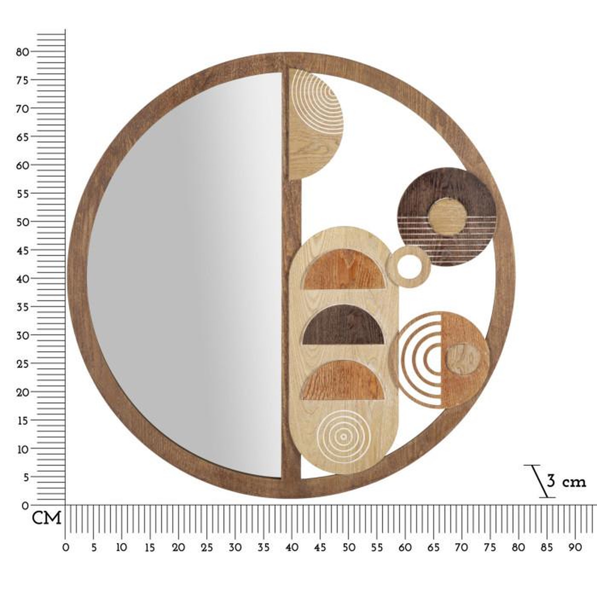 Voir la diapositive 6 : Paris Prix Miroir Mural en Bois  Block  80cm Naturel