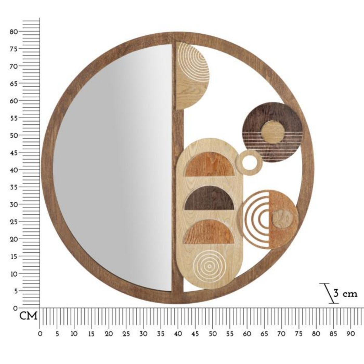 Paris Prix Miroir Mural en Bois  Block  80cm Naturel