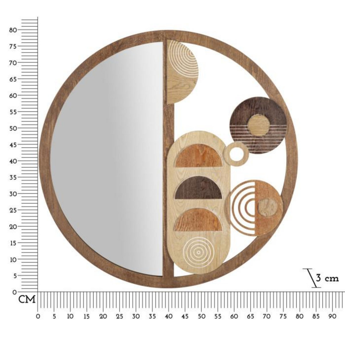 Paris Prix Miroir Mural en Bois  Block  80cm Naturel