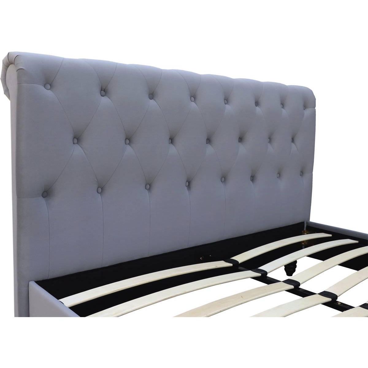 Habitat et Jardin Lit Velours  Godefroy  - 140 x 190 cm - Gris