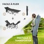 Voir la diapositive 6 : OUTSUNNY Lit de camp lit d'appoint pliable - pochette rangement, tétière, sac de transport, matelas inclus métal Oxford gris bleu
