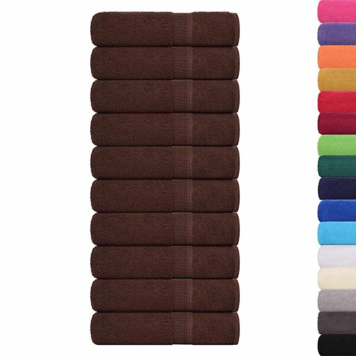 VIDAXL Serviettes de bain 10 pcs marron 100x150 cm 360 g m² 100% coton