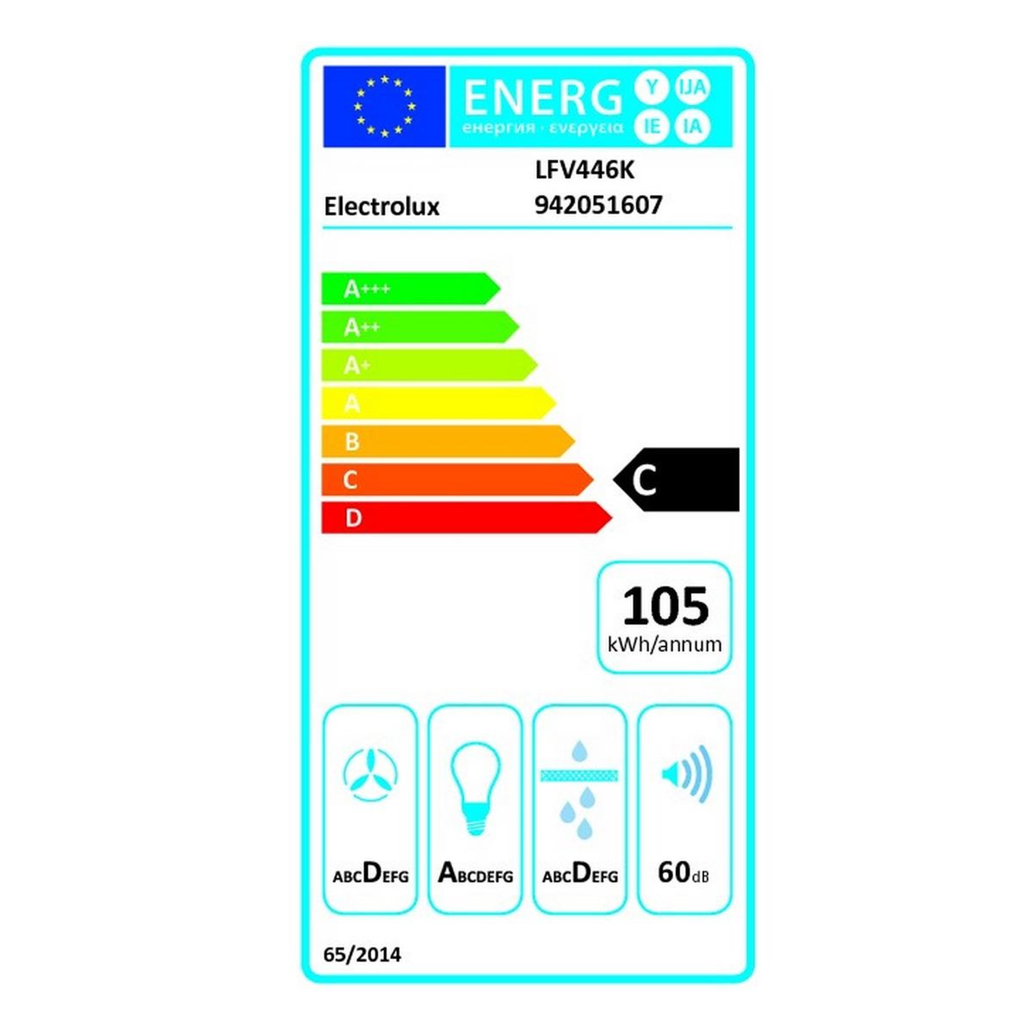 Voir la diapositive 2 : ELECTROLUX Hotte décorative murale 60cm 615m3/h blanc - lfv446k