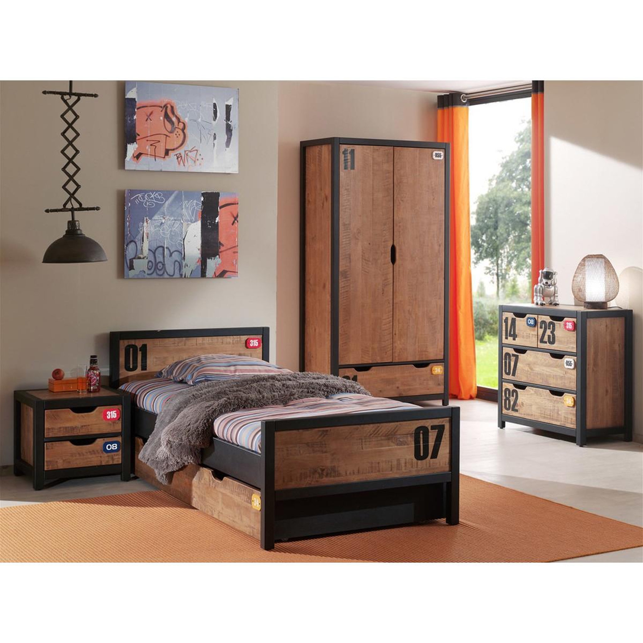 Voir la diapositive 4 : Paris Prix Table de chevet enfant  alex  50cm marron & noir