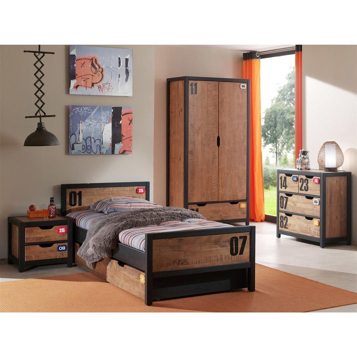 Paris Prix Table de Chevet Enfant  Alex  50cm Marron & Noir