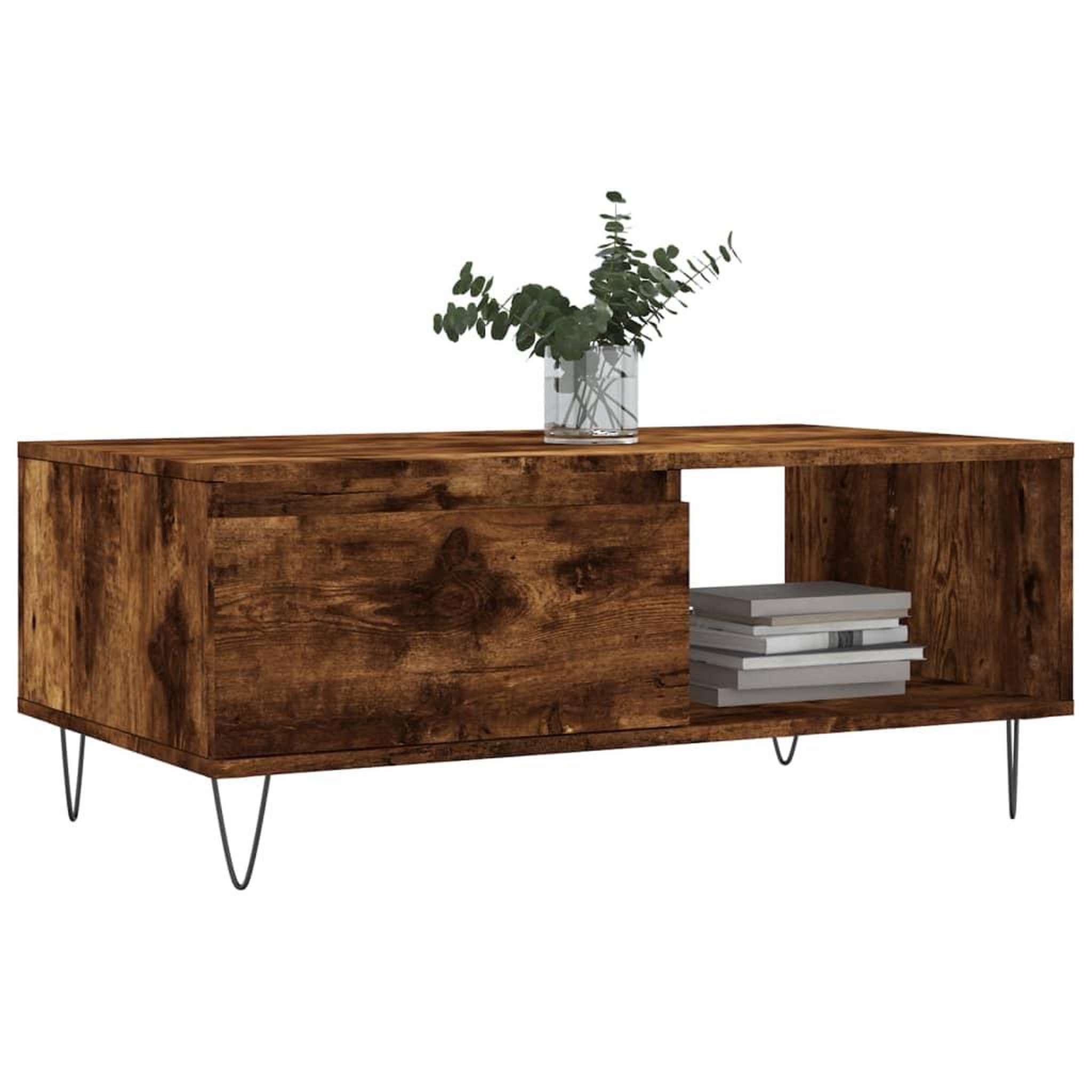 Voir la diapositive 3 : VIDAXL Table basse Chene fume 90x50x36,5 cm Bois d'ingenierie