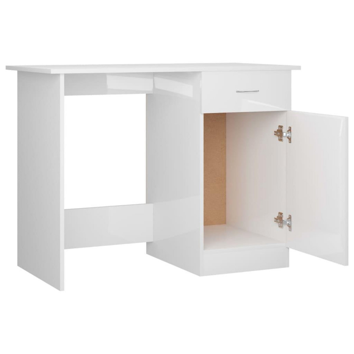 VIDAXL Bureau Blanc brillant 100x50x76 cm Bois d'ingenierie