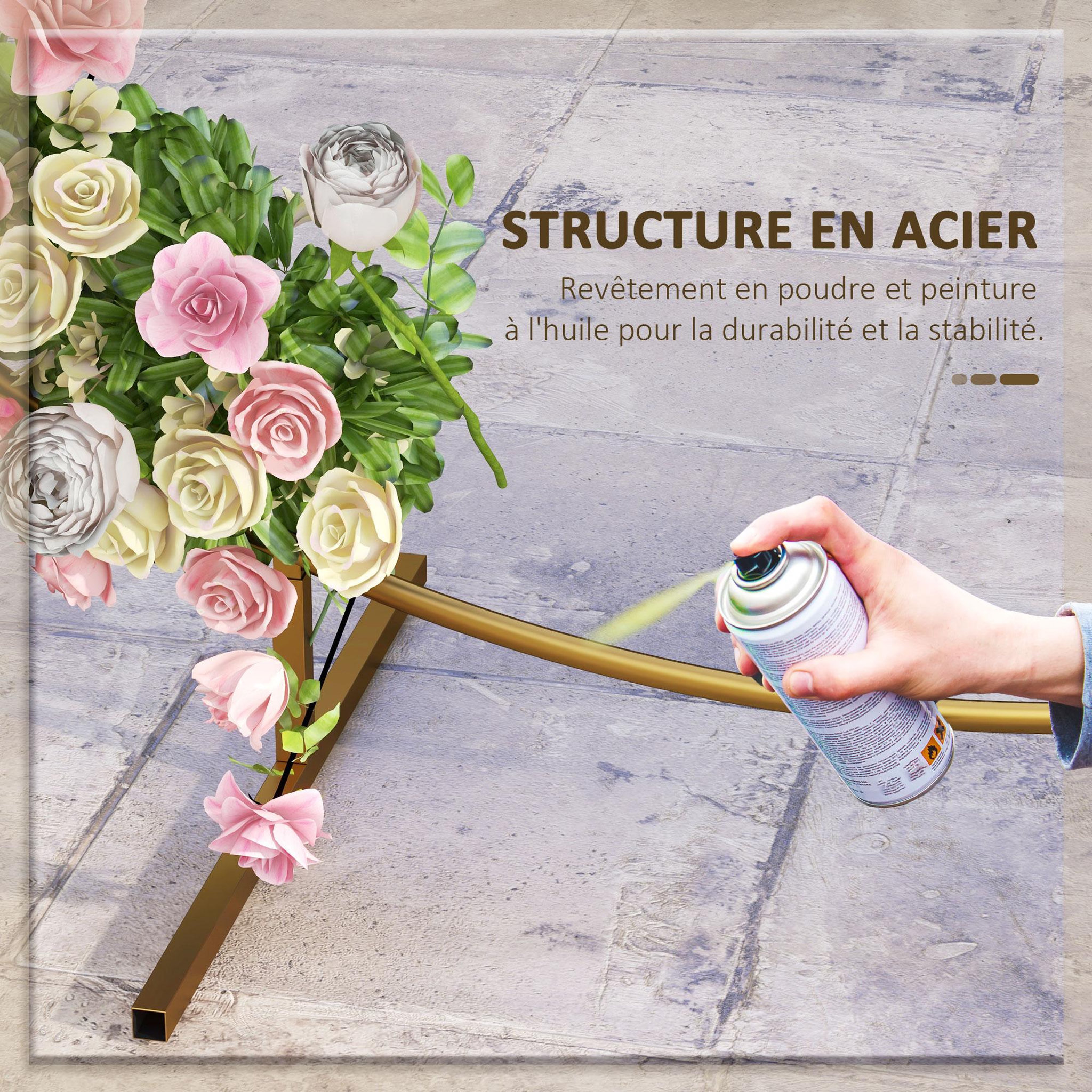 Voir la diapositive 5 : OUTSUNNY Arche décorative - arche de mariage - arche de ballon - dim. 222L x 60l x 224H cm - acier doré