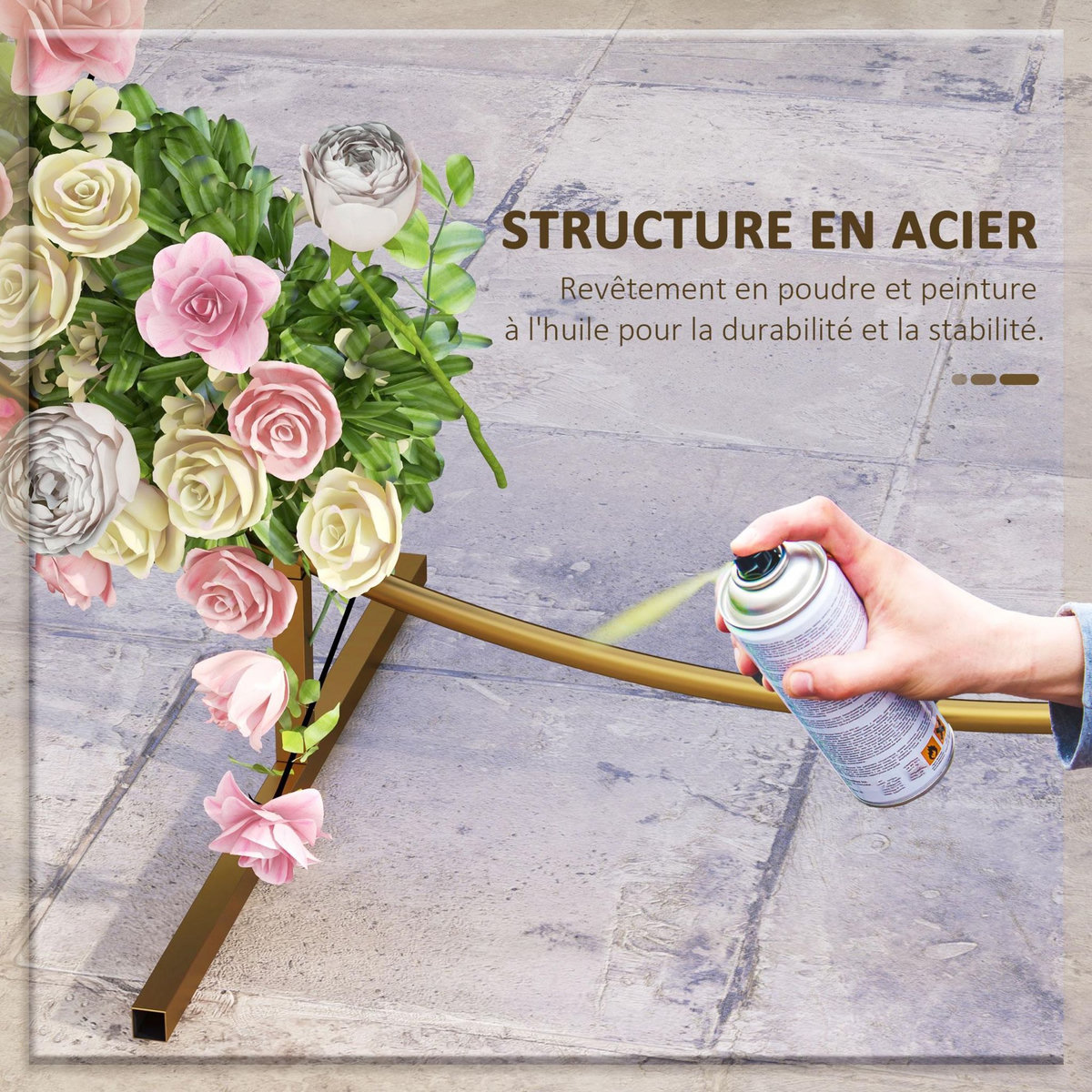 OUTSUNNY Arche décorative - arche de mariage - arche de ballon - dim. 222L x 60l x 224H cm - acier doré