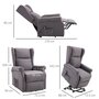 Voir la diapositive 3 : HOMCOM Fauteuil de relaxation électrique fauteuil releveur inclinable avec repose-pied ajustable lin gris chiné
