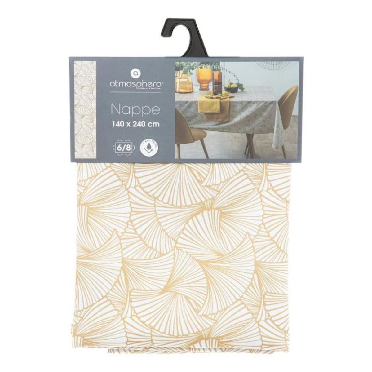 ATMOSPHERA Nappe Antitache à Motifs  Ginkgo  140x240cm Jaune