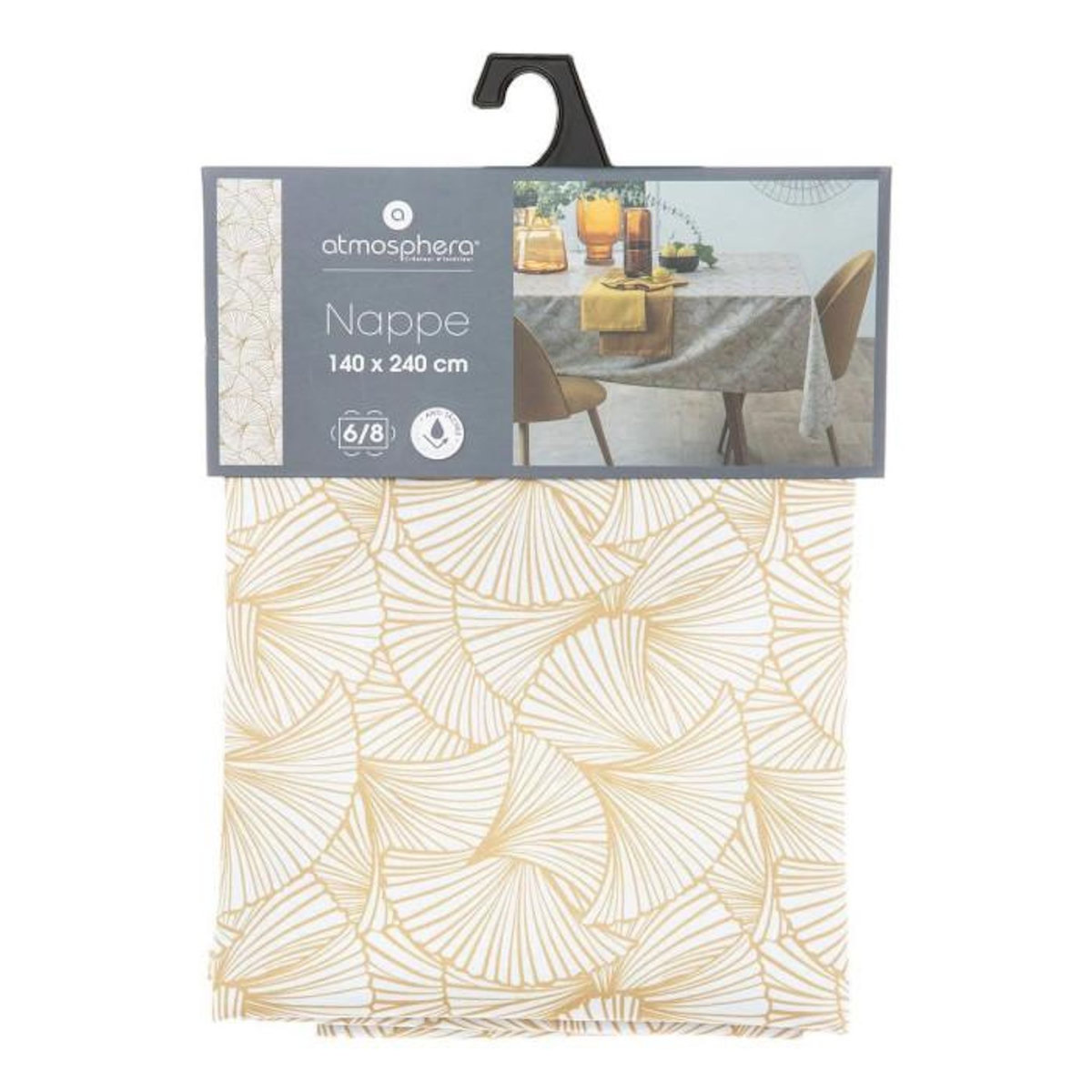ATMOSPHERA Nappe Antitache à Motifs  Ginkgo  140x240cm Jaune