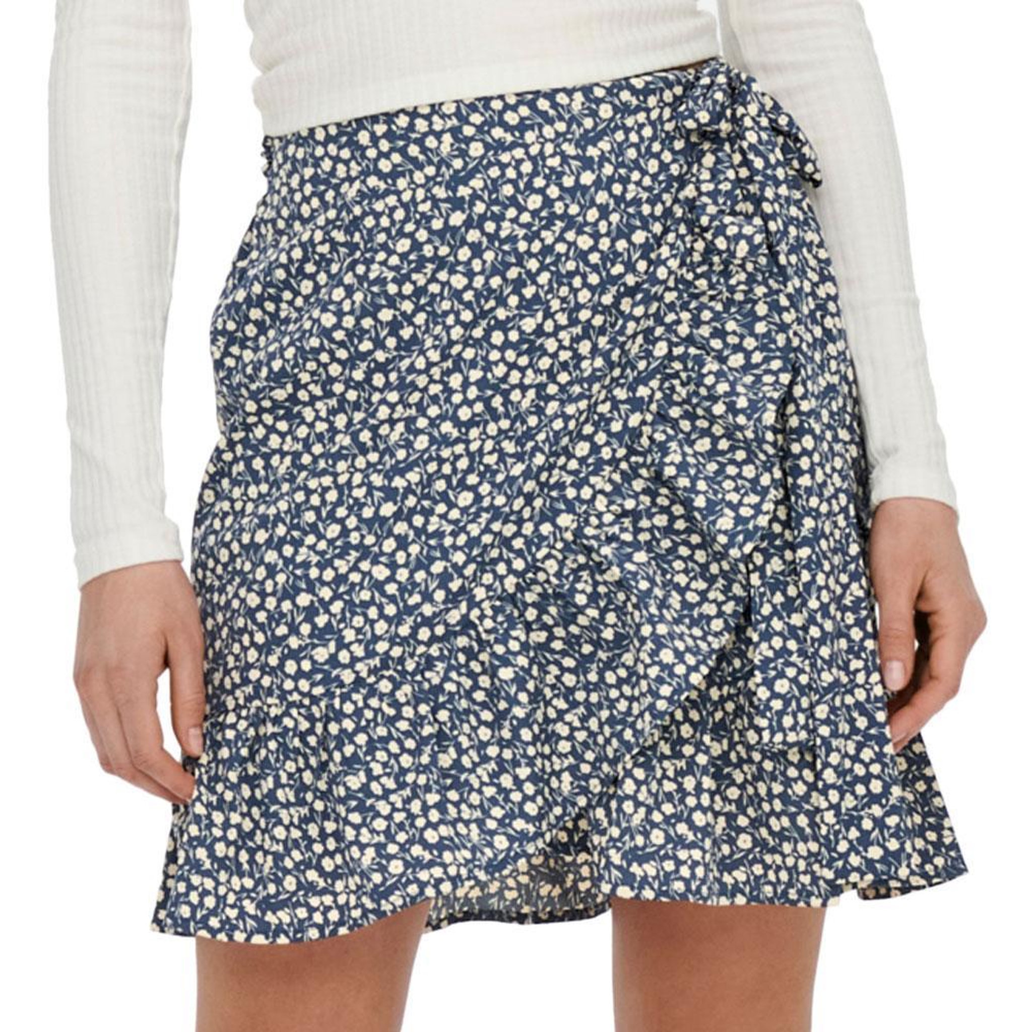 Only Jupe Marine à fleurs Femme Only Olivia. Coloris disponibles : Bleu