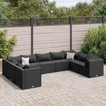 VIDAXL Salon de jardin 9 pcs avec coussins Noir Resine tressee