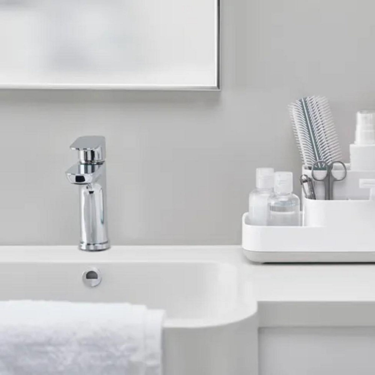 CENTRALE BRICO Porte-brosse à dents en abs Easy store, blanc, H.12 x l.25 x P.12 cm