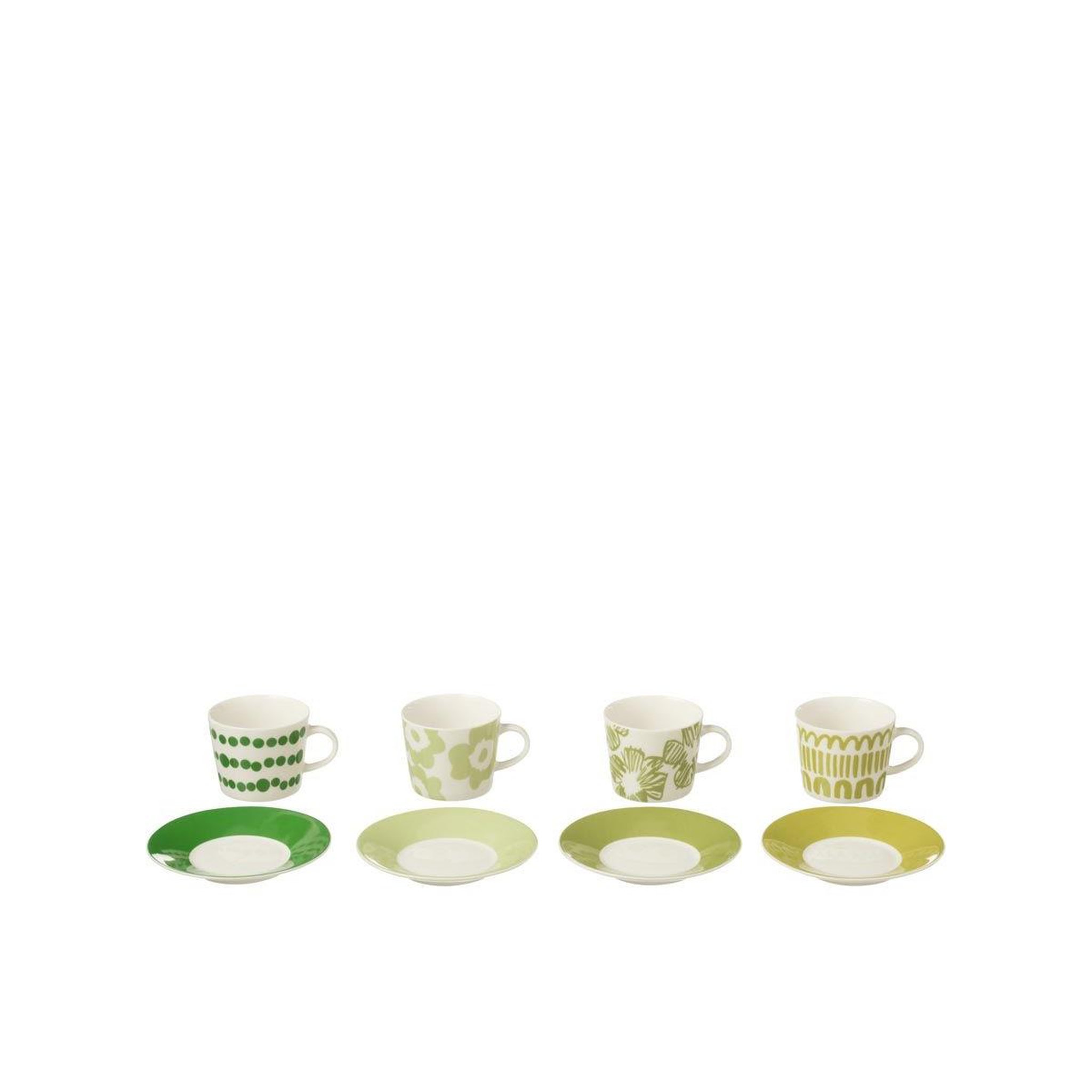 Voir la diapositive 3 : J-LINE Lot de 4 tasses & sous-tasses  fiesta sud  9cl vert