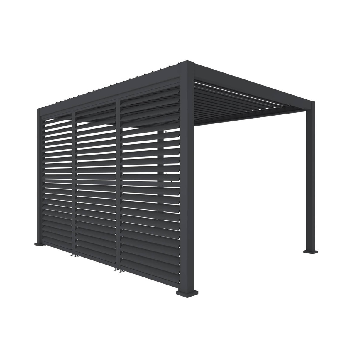 SWEEEK Pergola bioclimatique aluminium 4x3m + 3 persiennes 130cm à lames orientables Triomphe