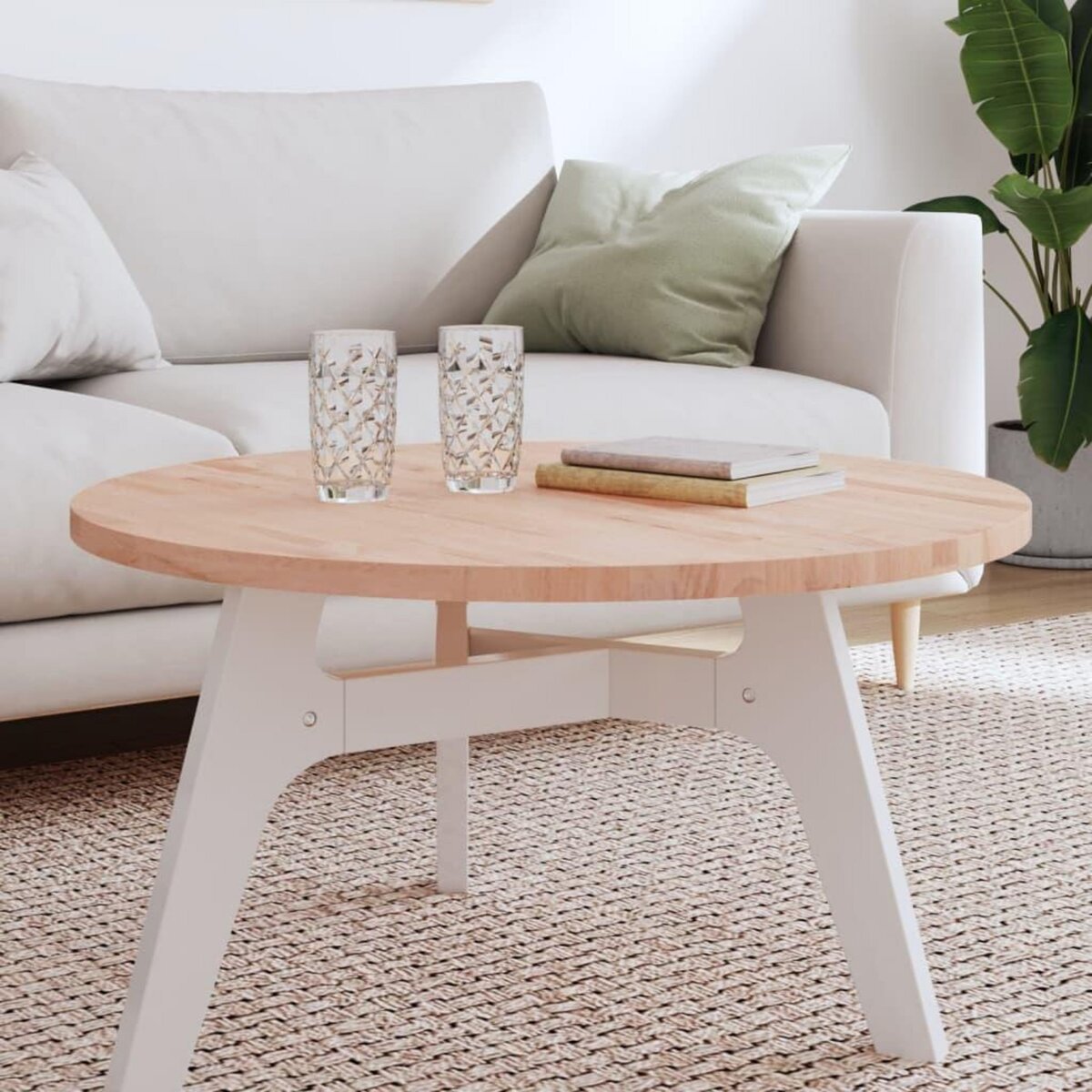 VIDAXL Dessus de table Ø80x2,5 cm rond bois massif de hetre