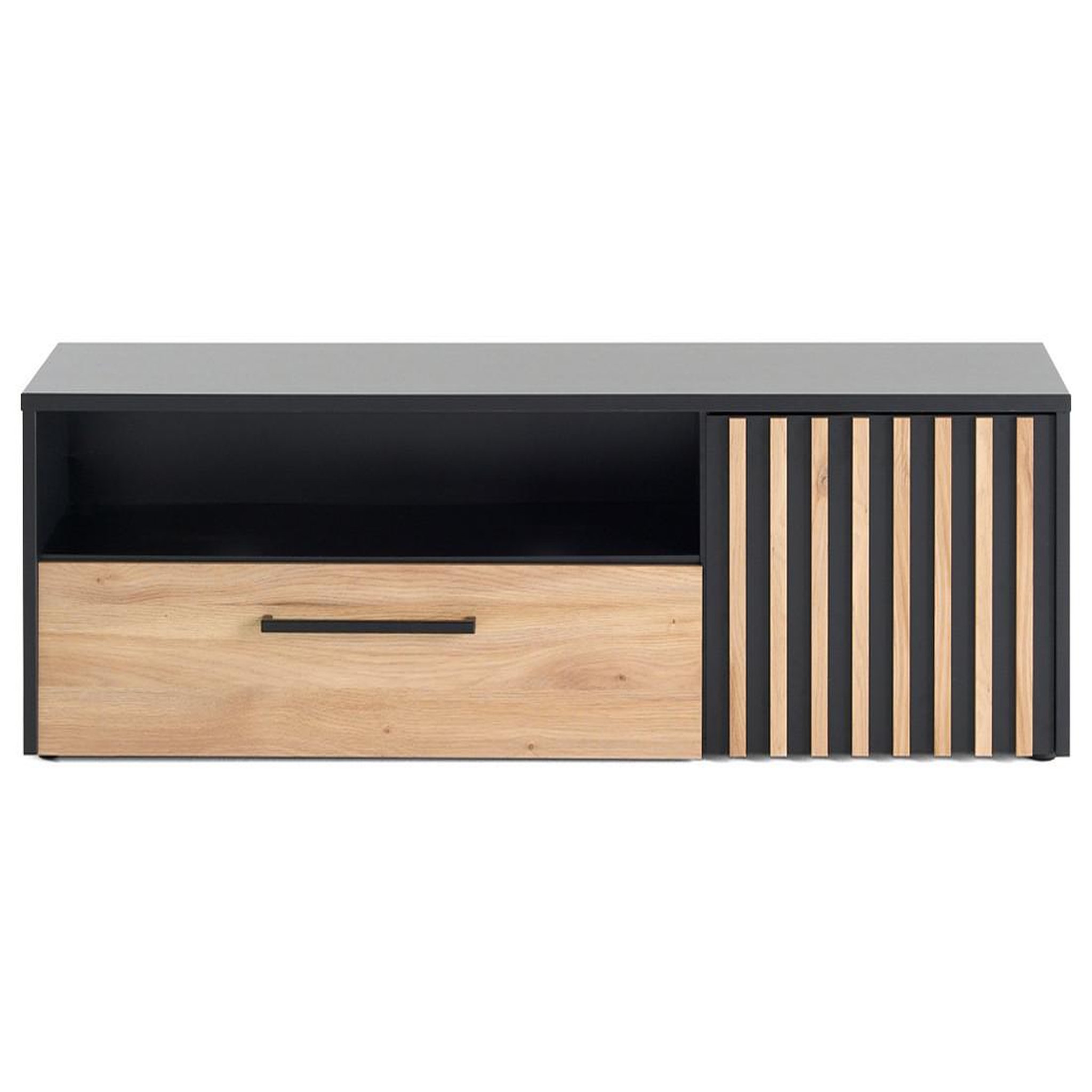 Voir la diapositive 3 : BEST MOBILIER Varna - meuble tv - bois et noir - 164 cm
