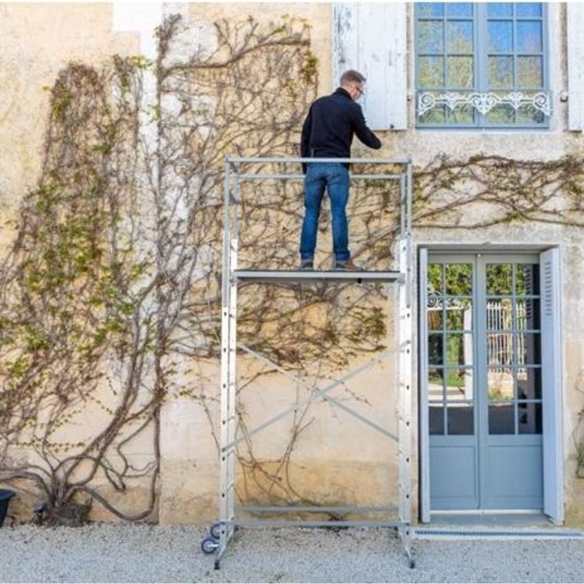 HAILO Echafaudage roulant d'escalier 5m en aluminium - HOBBYSTEP H5