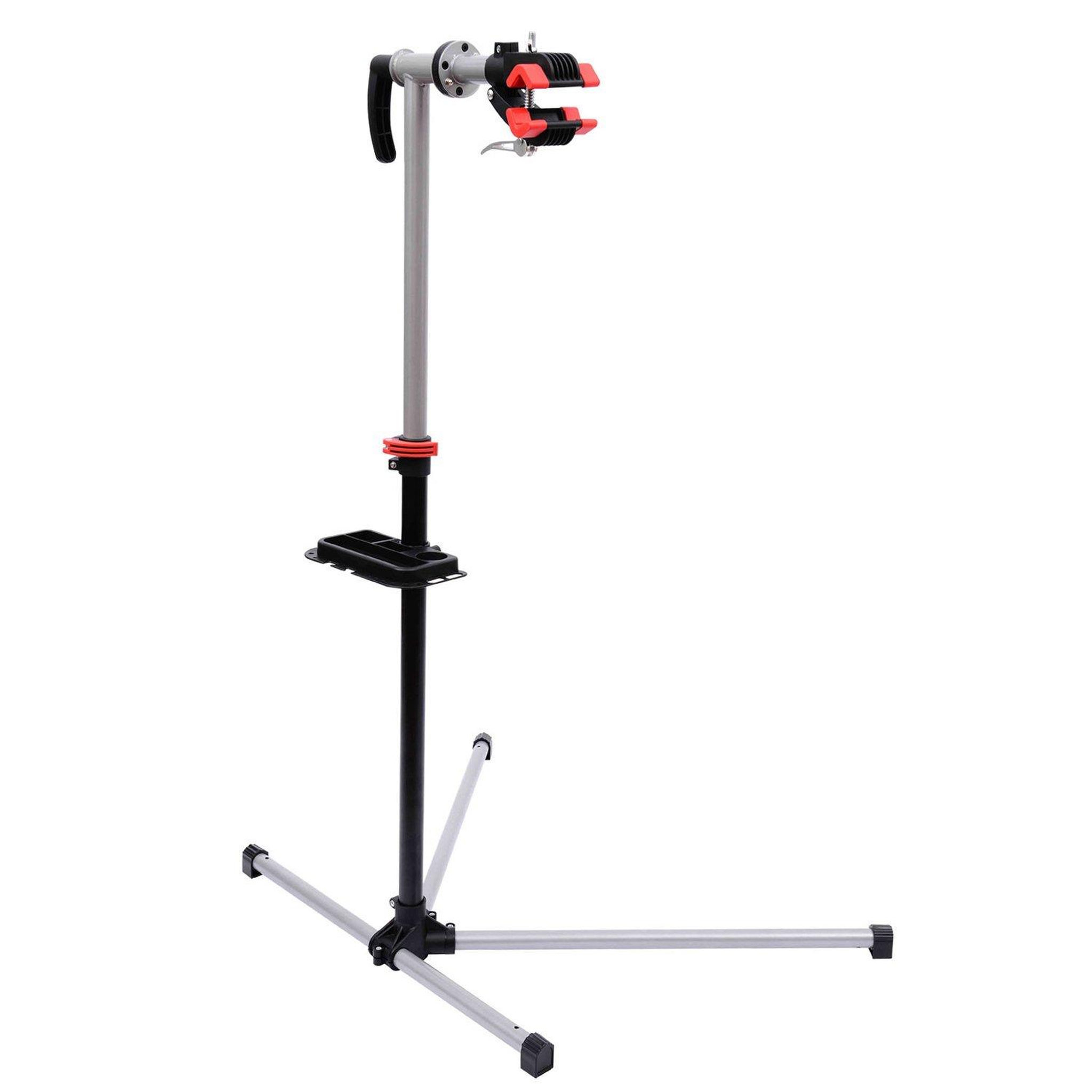 Voir la diapositive 1 : HOMCOM Pied d'atelier vélo réparation support pied de montage pivotant 360° hauteur réglable argent