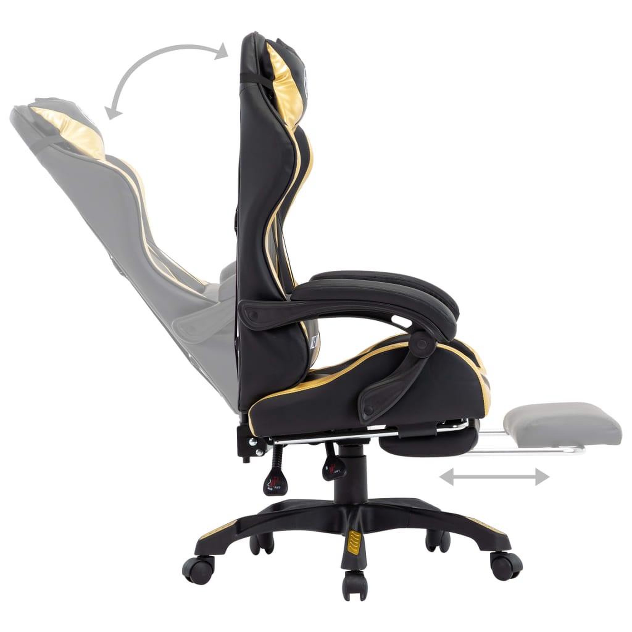 Voir la diapositive 4 : VIDAXL Fauteuil de jeux video avec repose-pied Dore et noir Similicuir