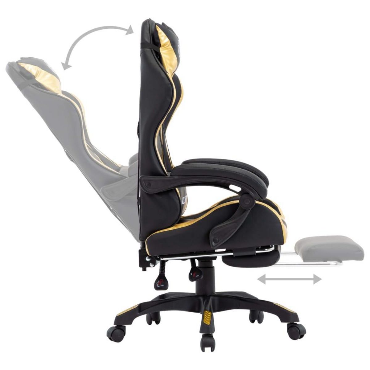 VIDAXL Fauteuil de jeux video avec repose-pied Dore et noir Similicuir