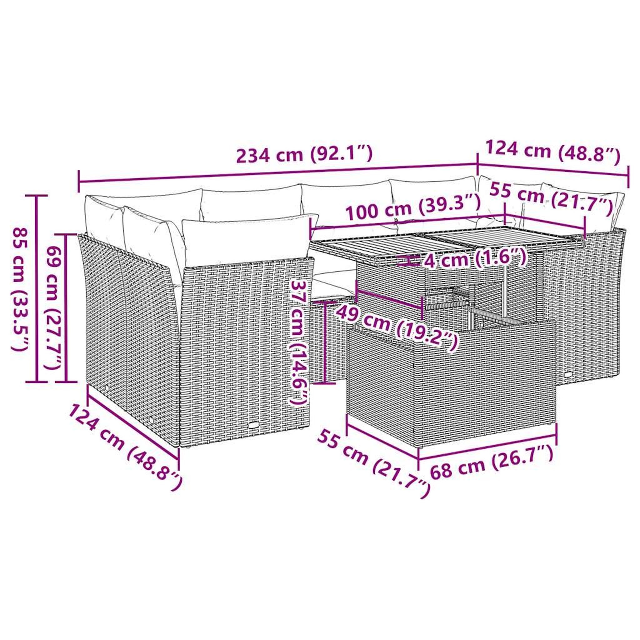 Voir la diapositive 6 : VIDAXL Salon de jardin avec coussins 7 pcs beige resine tressee